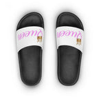 Queen Slide Sandals — Pink Script with Gold Crown
