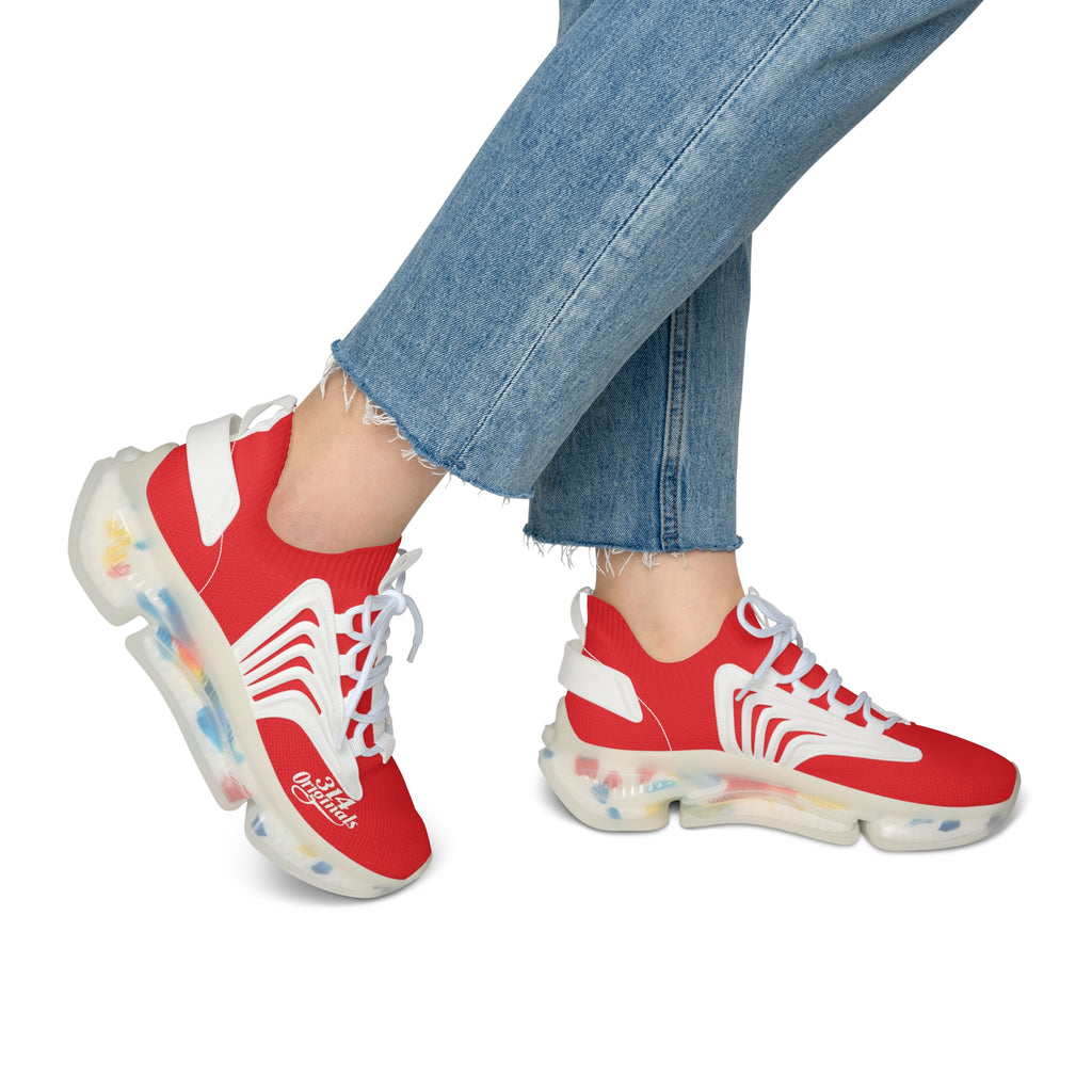 Women's Red Mesh Sneakers — Lightweight Athletic Running Shoes with '314 Originals' Accent - 314 Originals