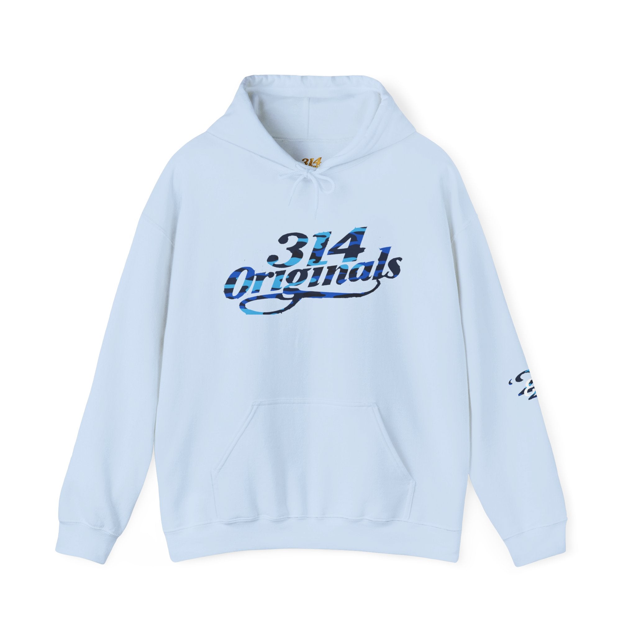 Blue Camo '314' Script Hoodie — City Pride Casual Pullover - 314 Originals
