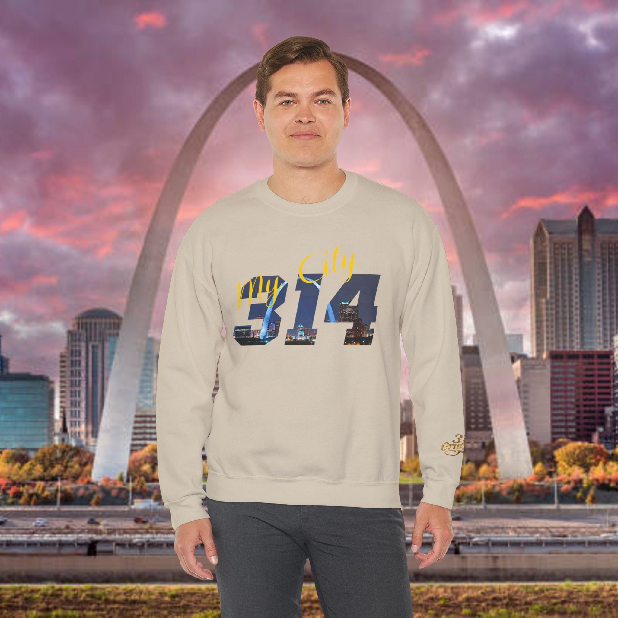 314 City Crewneck Sweatshirt — St. Louis Skyline Graphic - 314 Originals