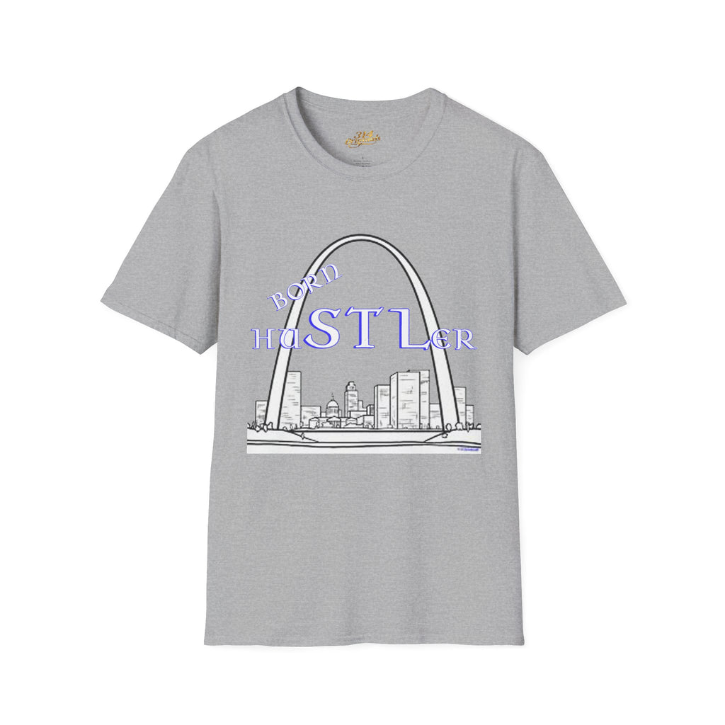 St. Louis Arch Skyline Tee — Born Hustler Front, 314 Originals Back - 314 Originals