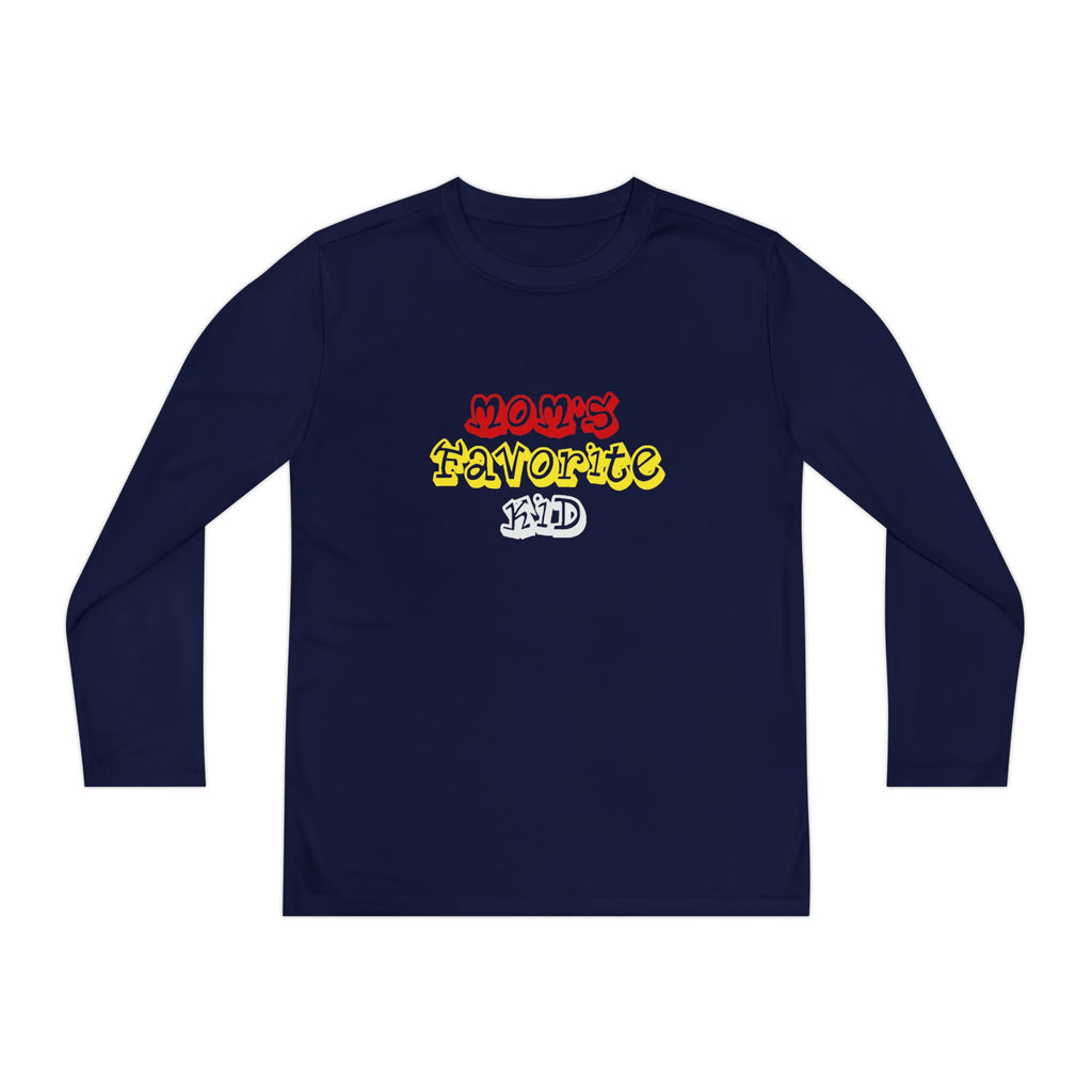 "Mom's Favorite Kid" Youth Long Sleeve Tee —Colorful Retro Design