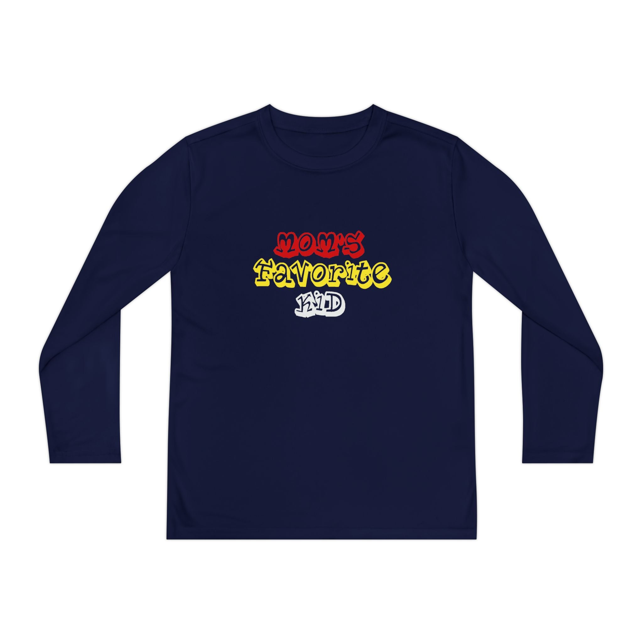 "Mom's Favorite Kid" Youth Long Sleeve Tee —Colorful Retro Design