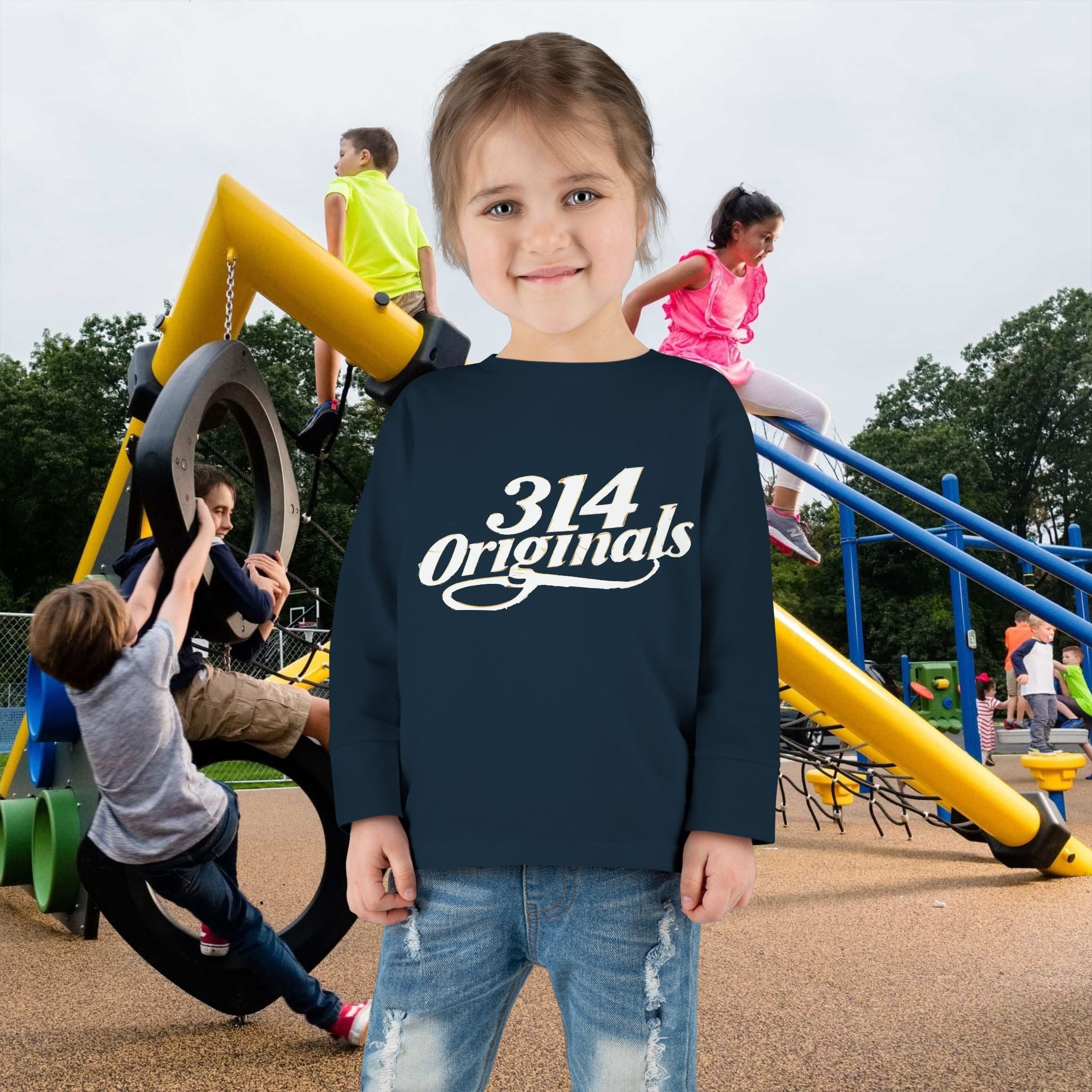 Toddler Long Sleeve Tee — "314 Originals" Retro Script Kids Shirt - 314 Originals
