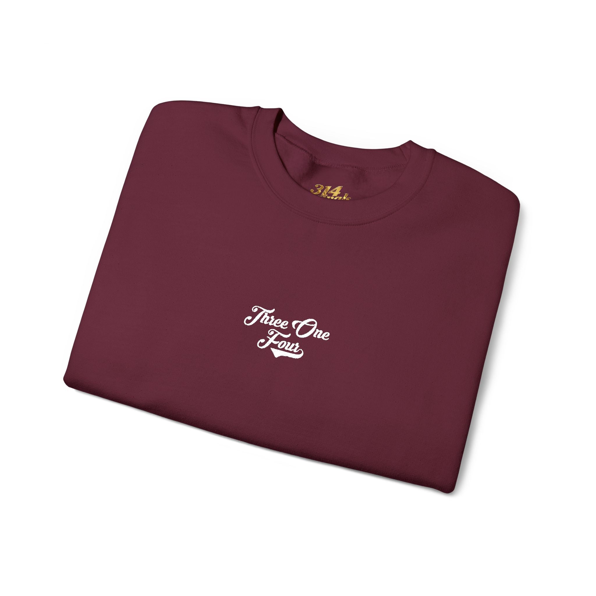 Three One Four Crewneck Sweatshirt — Minimal Script Chest Logo - 314 Originals