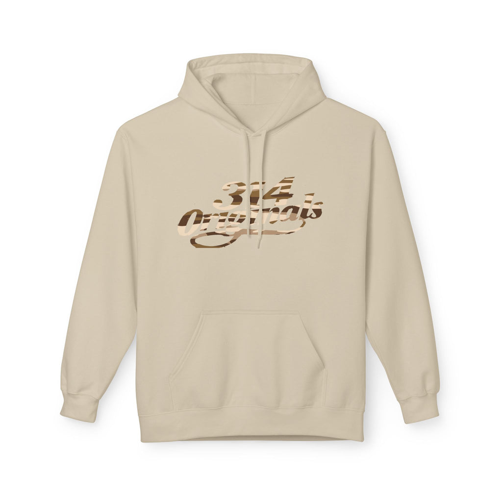 314 Originals Brown Camo Hoodie — Retro Script Logo Pullover - 314 Originals