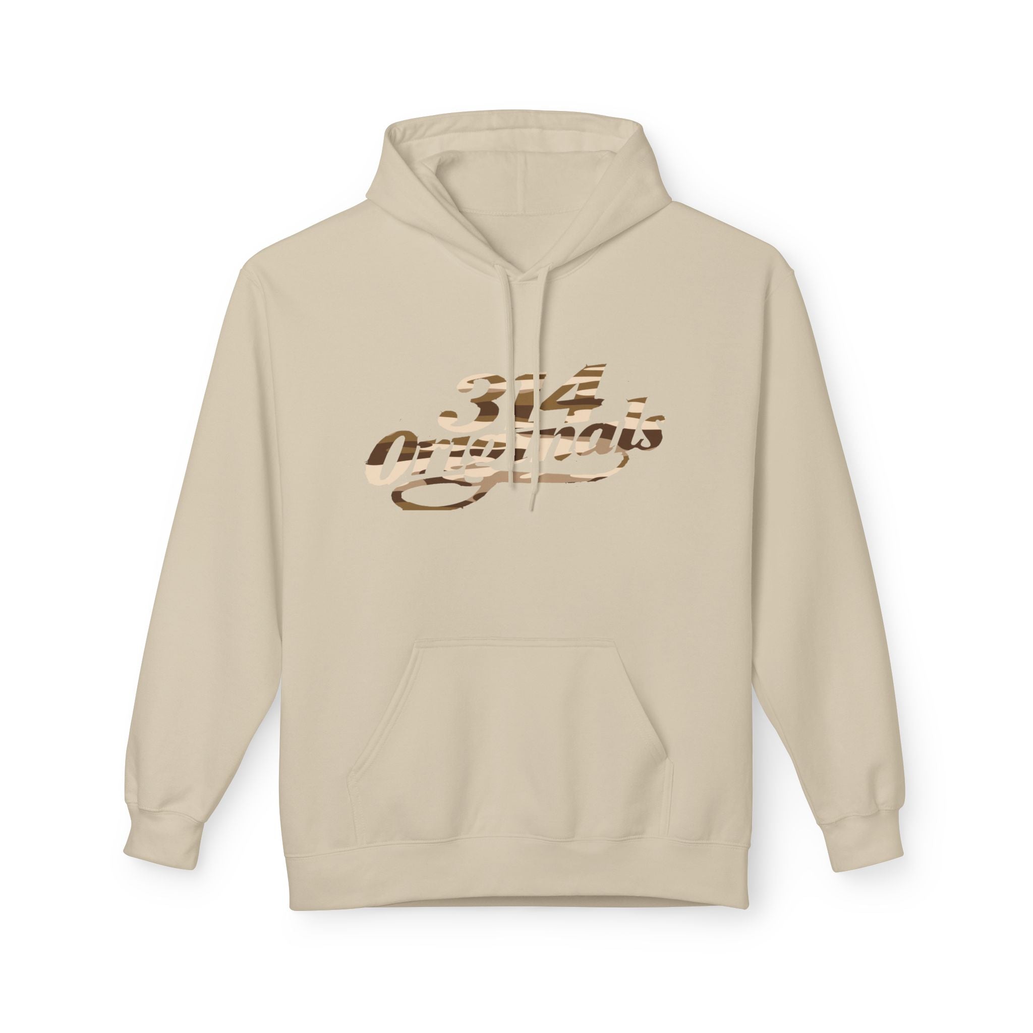 314 Originals Brown Camo Hoodie — Retro Script Logo Pullover - 314 Originals