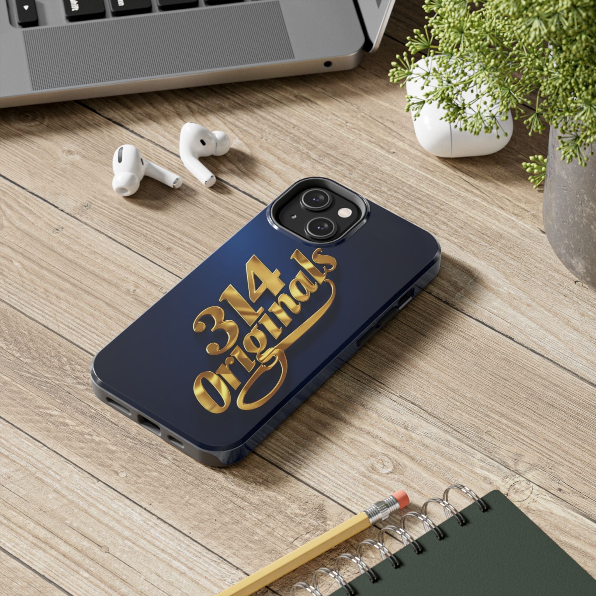 "314 Originals" Gold Script on Navy Tough Protective Case Printify Phone Case  314 Originals