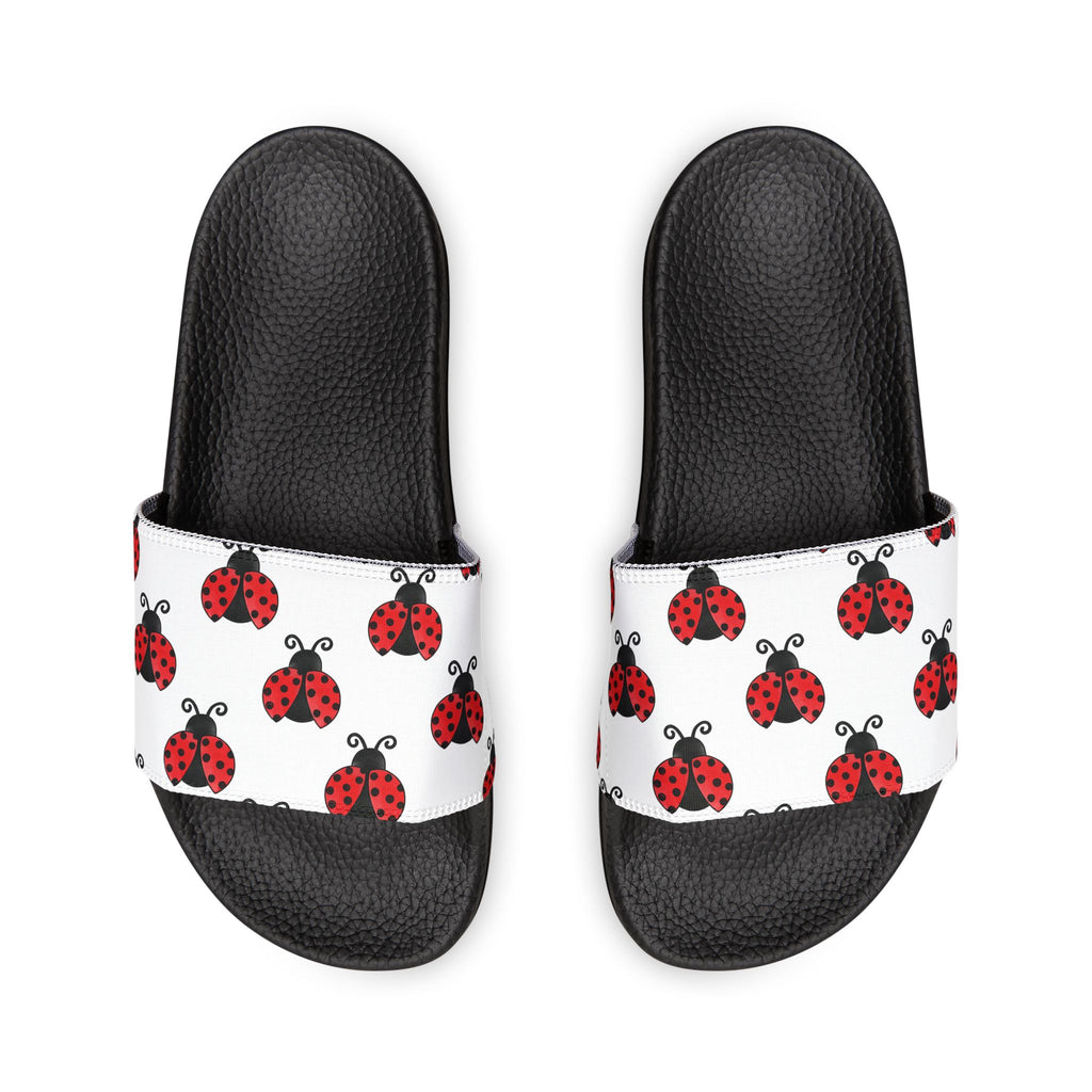 Youth Ladybug Slide Sandals — Removable Strap Cute Red Ladybug Pattern - 314 Originals