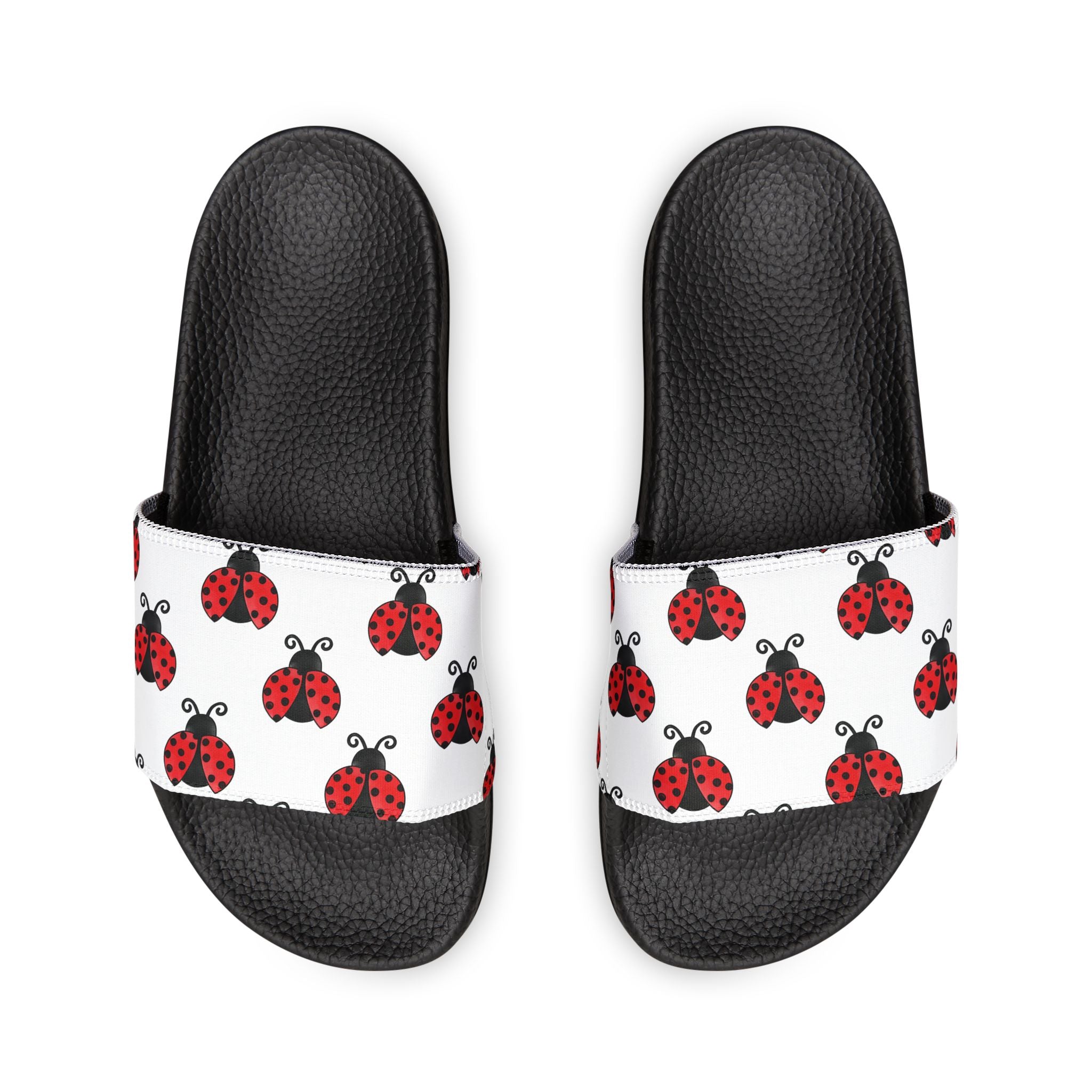 Youth Ladybug Slide Sandals — Removable Strap Cute Red Ladybug Pattern - 314 Originals