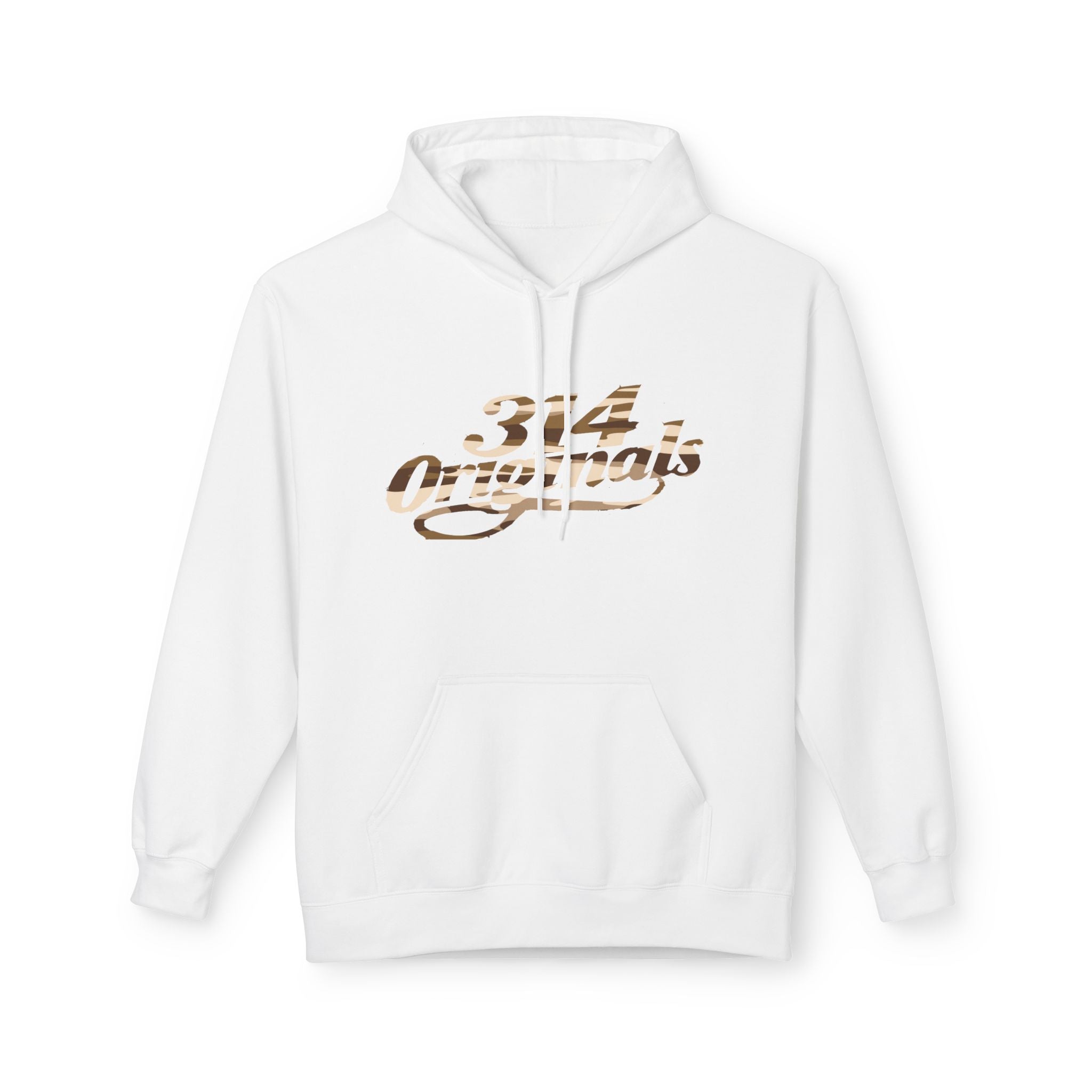 314 Originals Brown Camo Hoodie — Retro Script Logo Pullover - 314 Originals