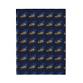 "314 Originals" Velveteen Plush Blanket – Navy Gold Repeating Logo Throw