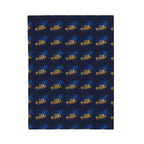 "314 Originals" Velveteen Plush Blanket – Navy Gold Repeating Logo Throw - 314 Originals