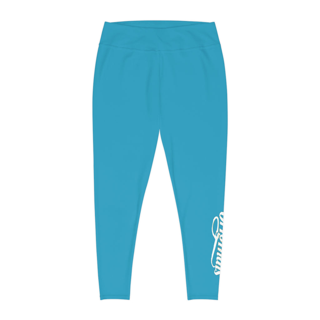 Turquoise Plus Size Leggings — Subtle Side Script Graphic, Comfortable Everyday Activewear - 314 Originals