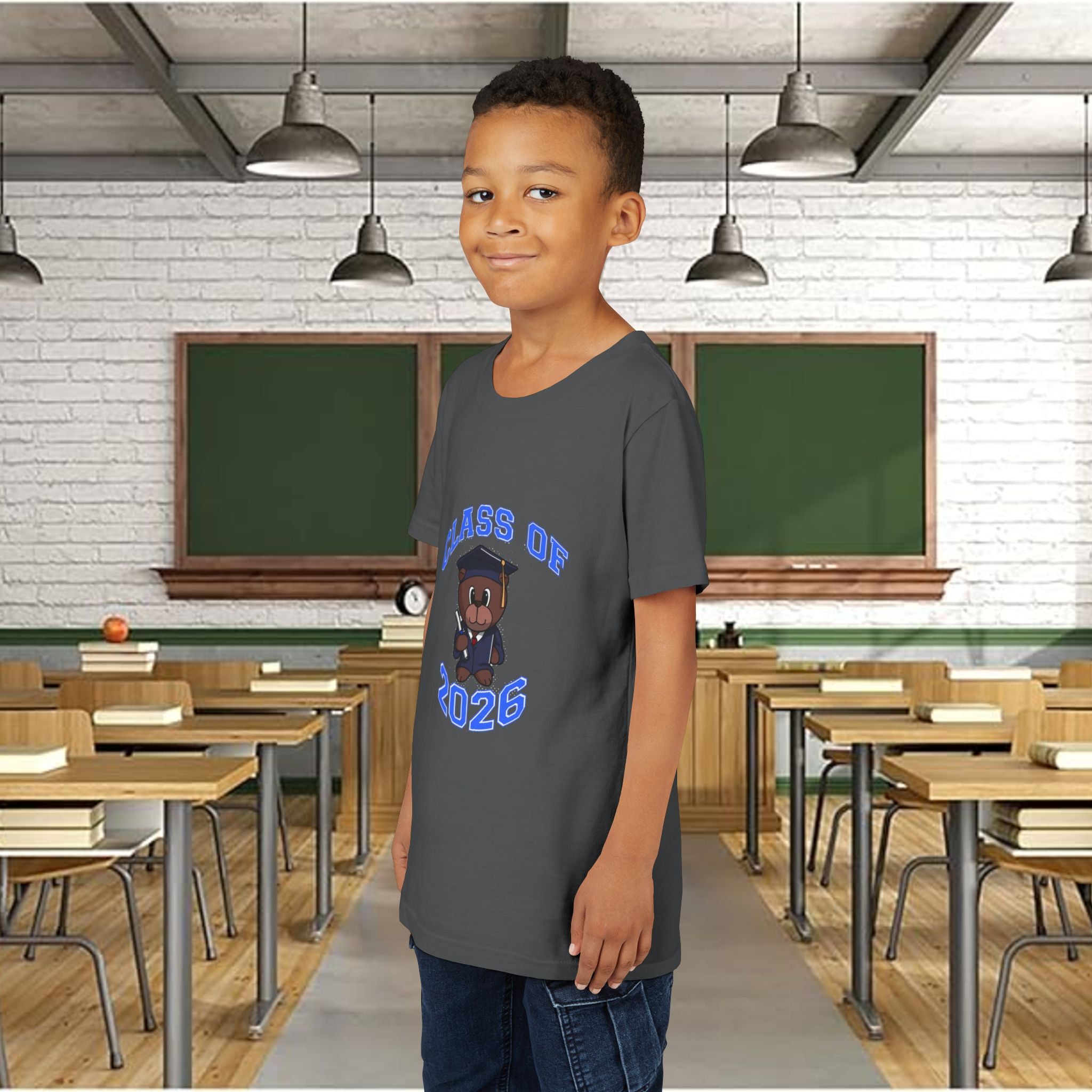 Class of 2026 Kids Graduation T‑Shirt — Cute Graduate Bear Youth Tee