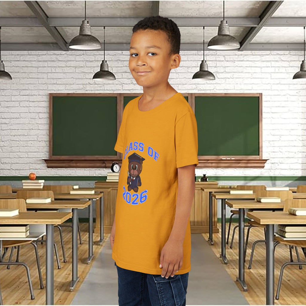 Class of 2026 Kids Graduation T‑Shirt — Cute Graduate Bear Youth Tee