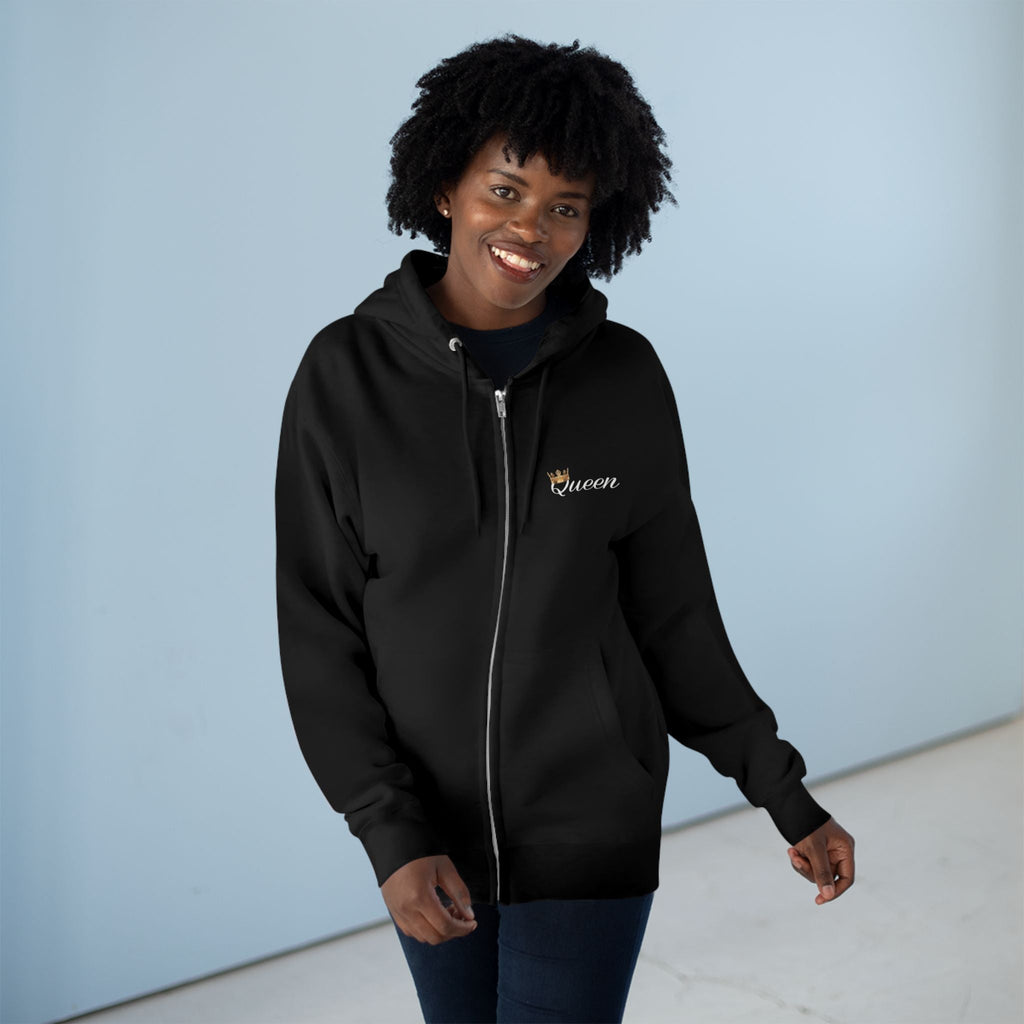 'Queen' Chest Logo Zip Hoodie — Women's Urban Streetwear Printify Hoodie  314 Originals