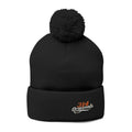 Embroidered Pom-Pom Knit Beanie – Cozy Winter Hat with Small Script Logo - 314 Originals