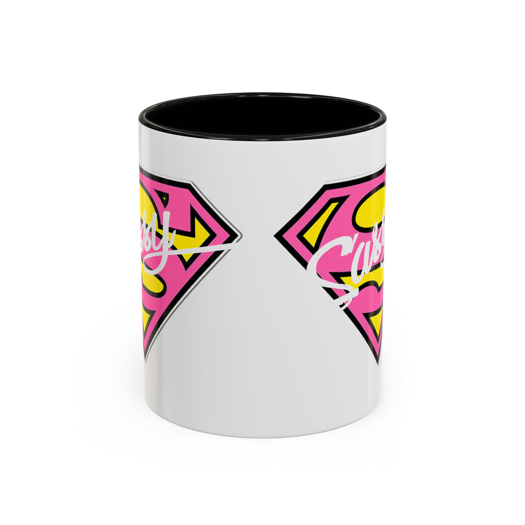 Sassy Supergirl Accent Coffee Mug – Pink & Yellow Super S Logo (11/15oz) - 314 Originals