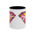 Sassy Supergirl Accent Coffee Mug – Pink & Yellow Super S Logo (11/15oz) - 314 Originals