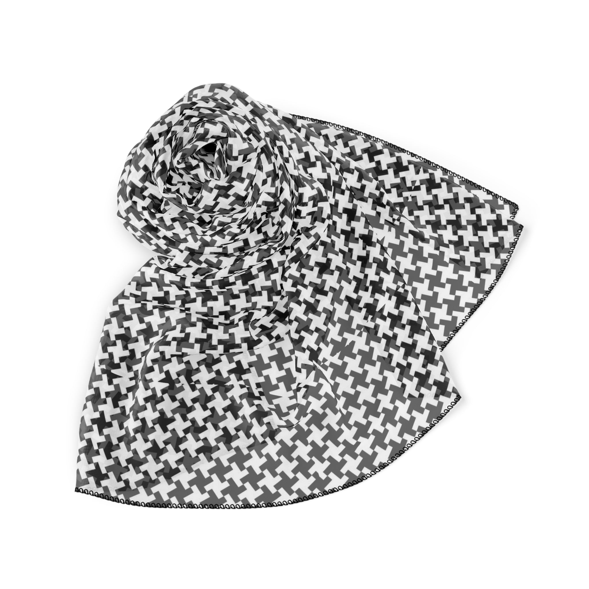Houndstooth Poly Scarf — Lightweight Black & White Patterned Fashion Scarf - 314 Originals