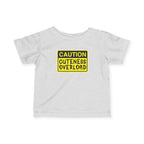 "Caution: Cuteness Overload" —  Baby T‑Shirt (Yellow Warning Sign) - 314 Originals