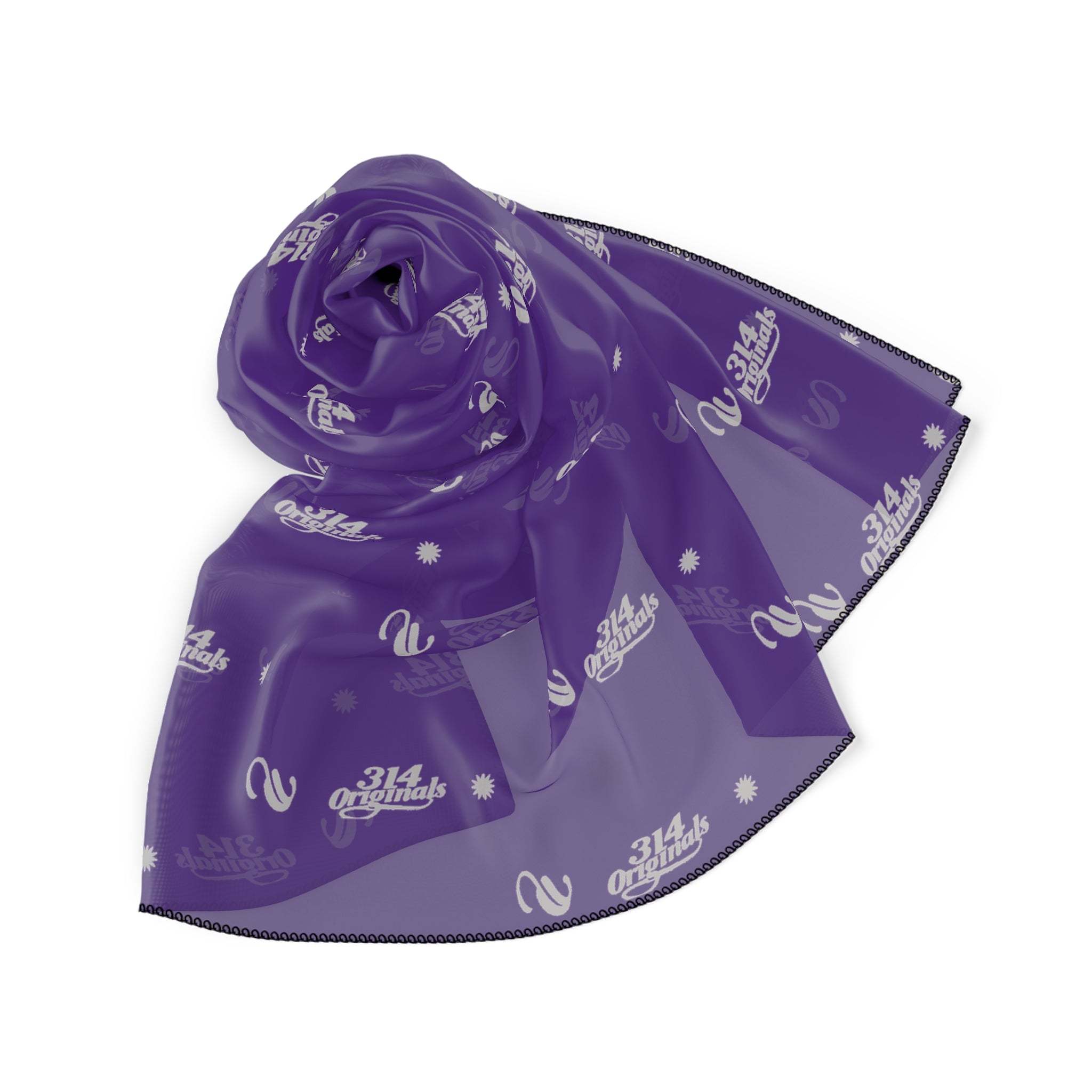 Purple and Silver Logo Scarf — Script Pattern Polyester Scarf - 314 Originals