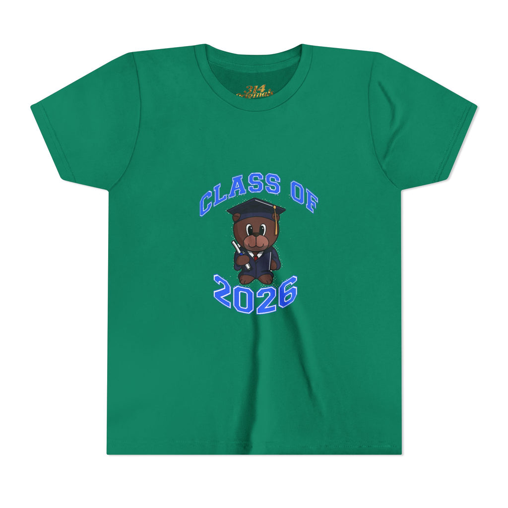 Class of 2026 Kids Graduation T‑Shirt — Cute Graduate Bear Youth Tee
