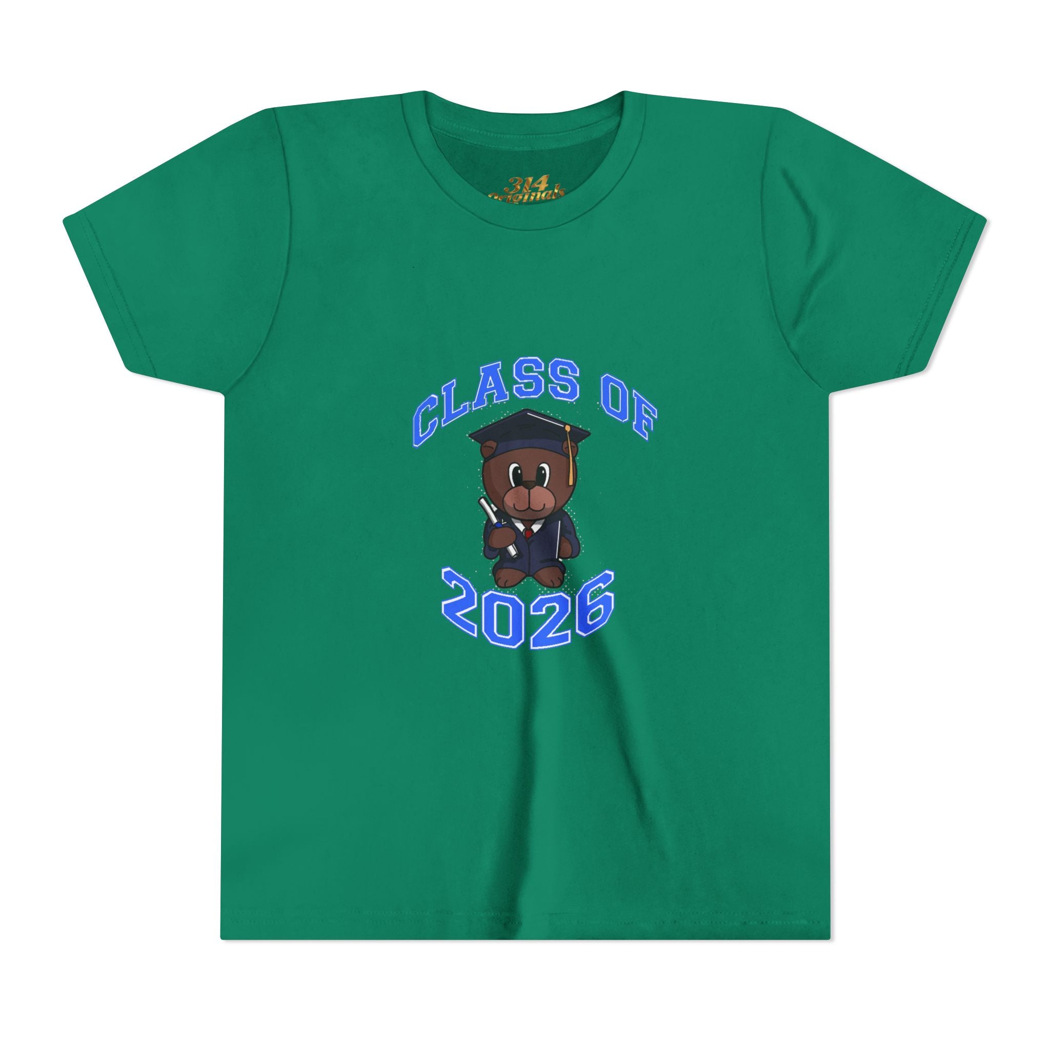 Class of 2026 Kids Graduation T‑Shirt — Cute Graduate Bear Youth Tee