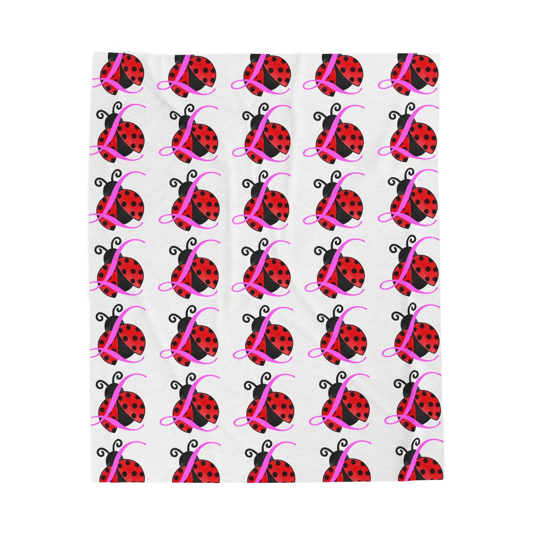 Ladybug Pattern Velveteen Plush Blanket — Cute Red Ladybug Throw for Kids & Nursery - 314 Originals