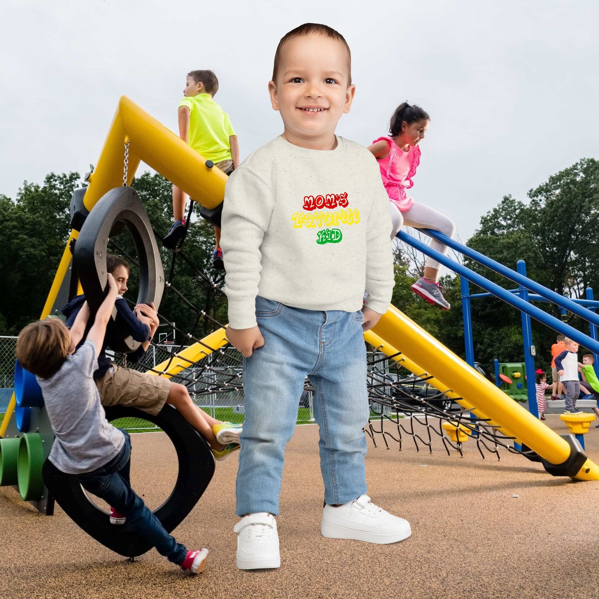Mom's Favorite Kid Toddler Sweatshirt — Colorful Retro Rasta Kids Pullover