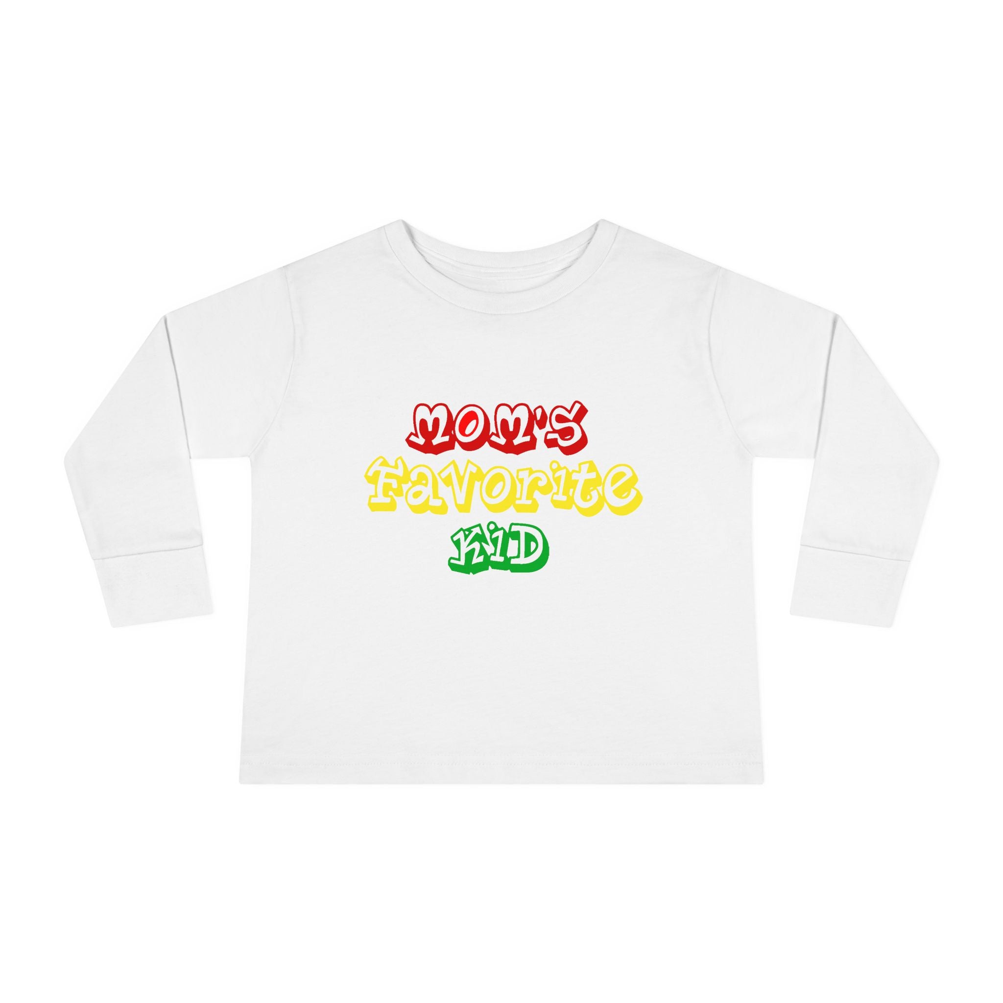“Mom’s Favorite Kid” Toddler Long Sleeve Tee —  Colorful Rasta Kids Shirt - 314 Originals