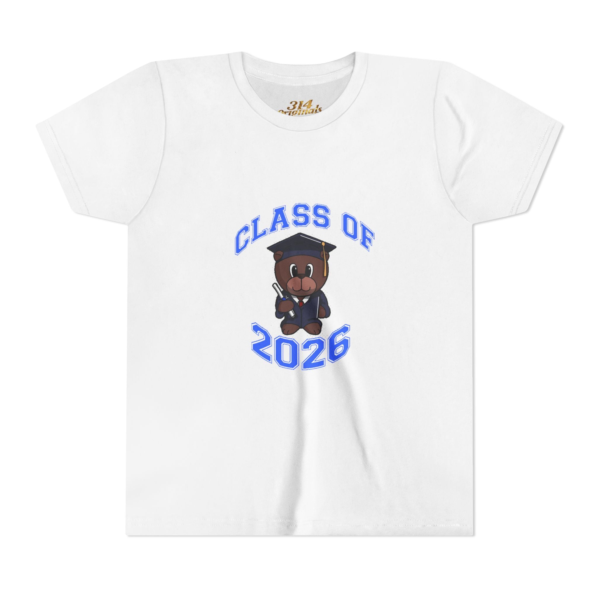 Class of 2026 Kids Graduation T‑Shirt — Cute Graduate Bear Youth Tee