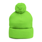 Embroidered Pom-Pom Knit Beanie – Cozy Winter Hat with Small Script Logo - 314 Originals