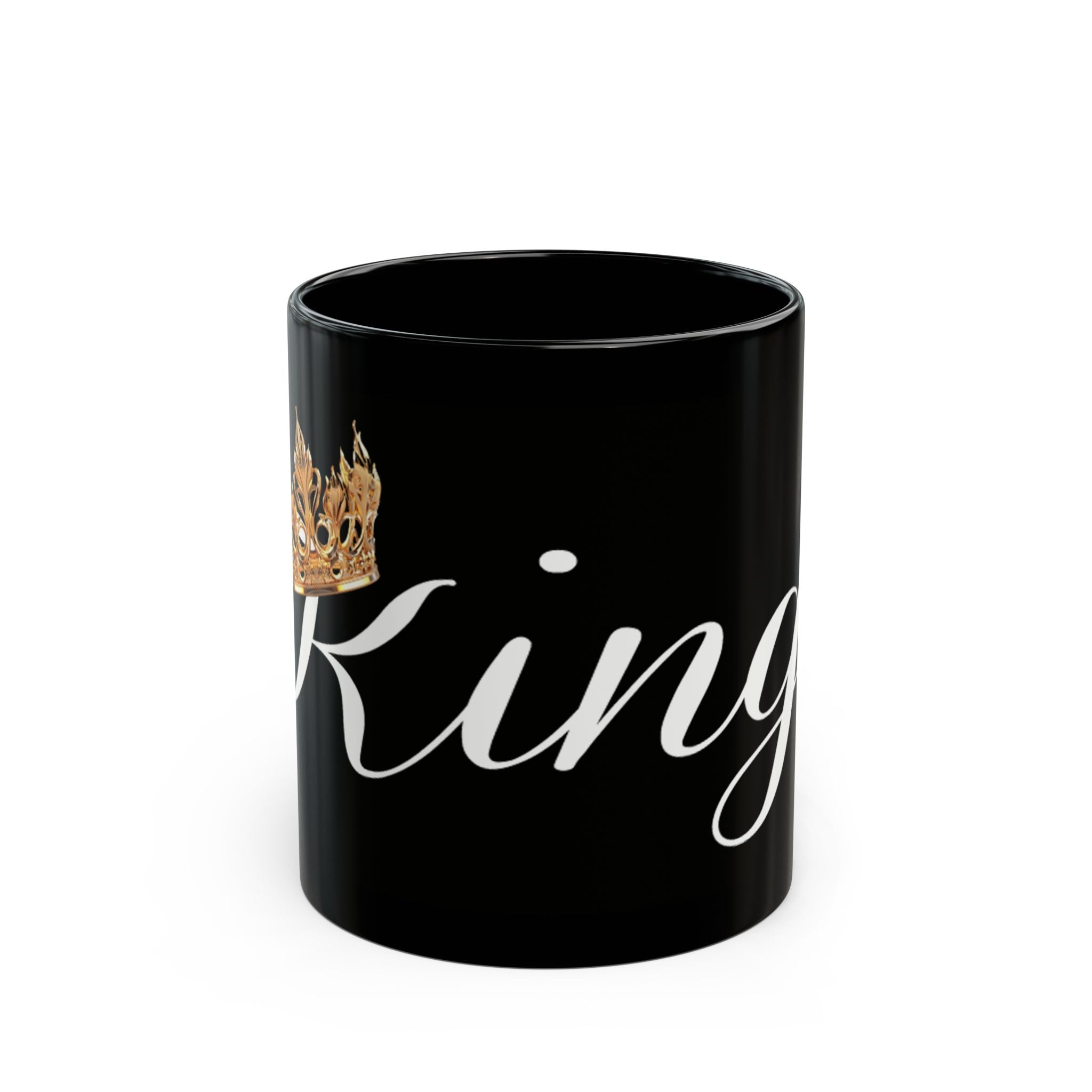 King Crown Black Coffee Mug – Elegant Script Royalty Gift (11oz & 15oz) - 314 Originals