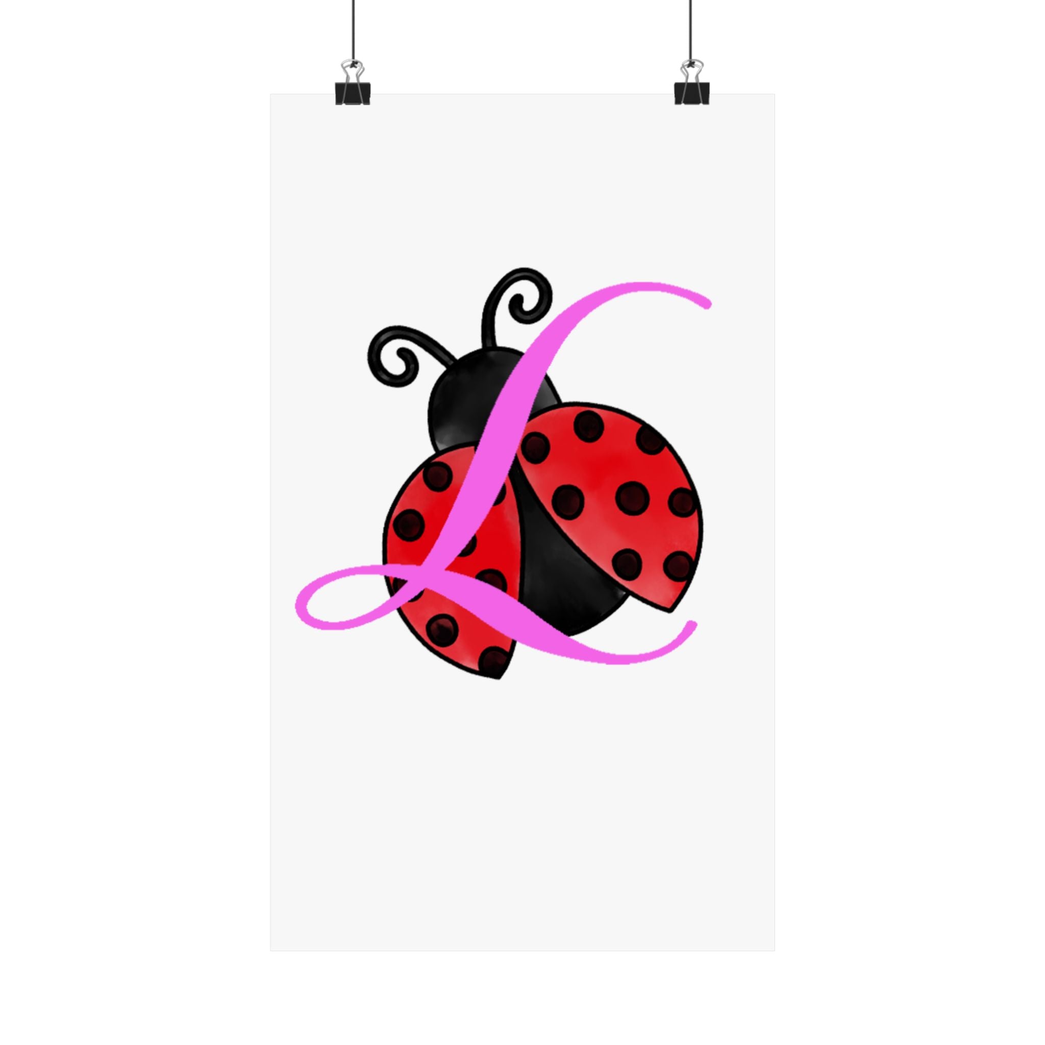 Ladybug Initial “L” Matte Poster — Cute Nursery Wall Art for Girls Printify Poster  314 Originals