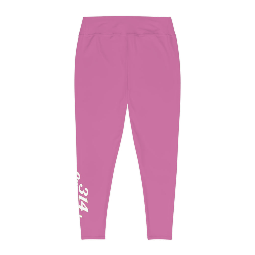 Light Pink Plus Size Leggings — Subtle Side Script Graphic, Comfortable Everyday Activewear - 314 Originals