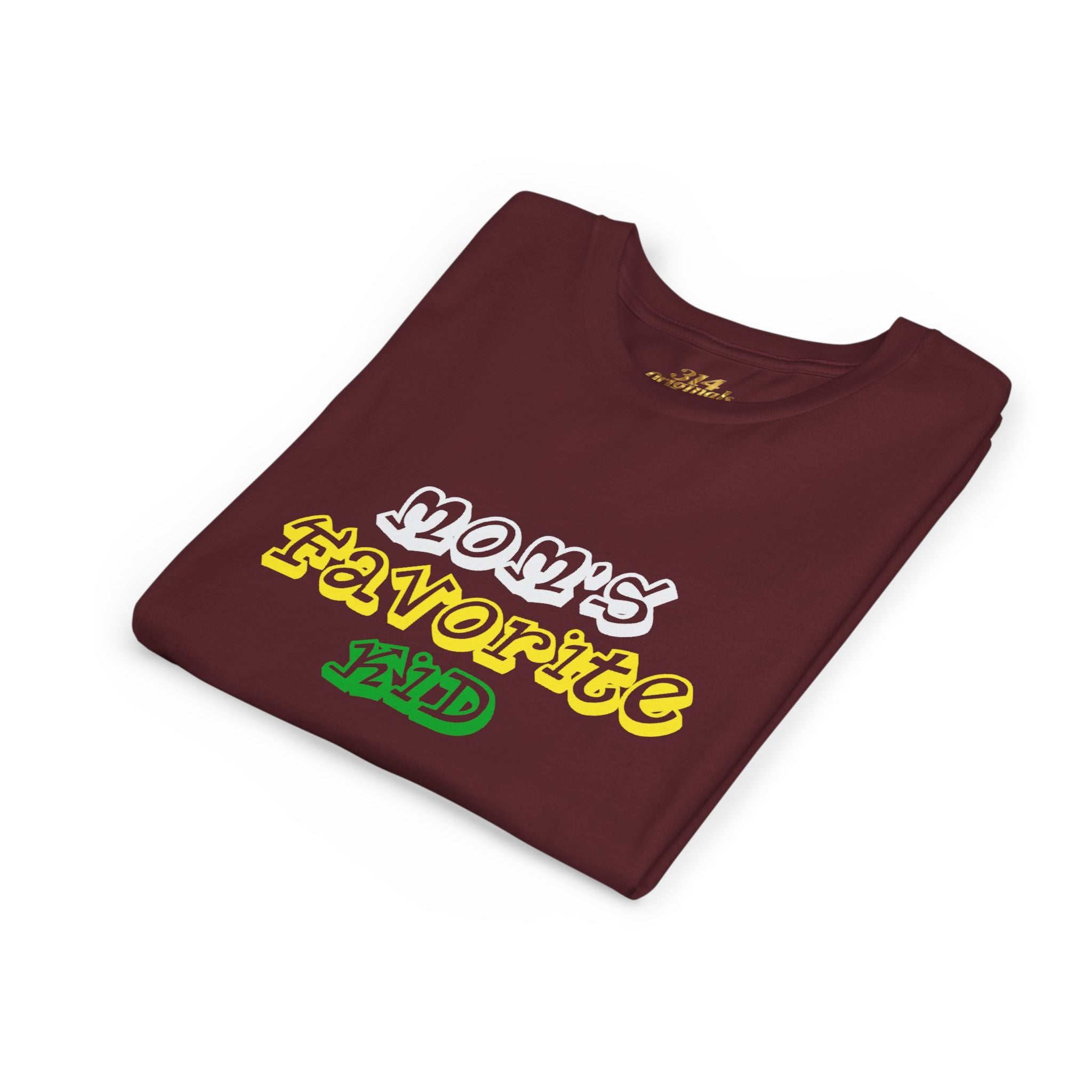 Girl's "Favorite Kid" Retro Yellow & Green Graphic T-Shirt