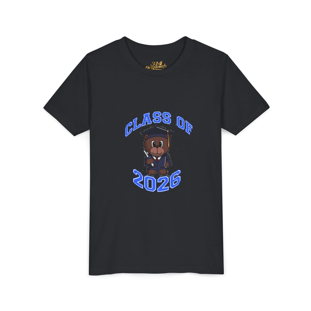 Class of 2026 Kids Graduation T‑Shirt — Cute Graduate Bear Youth Tee