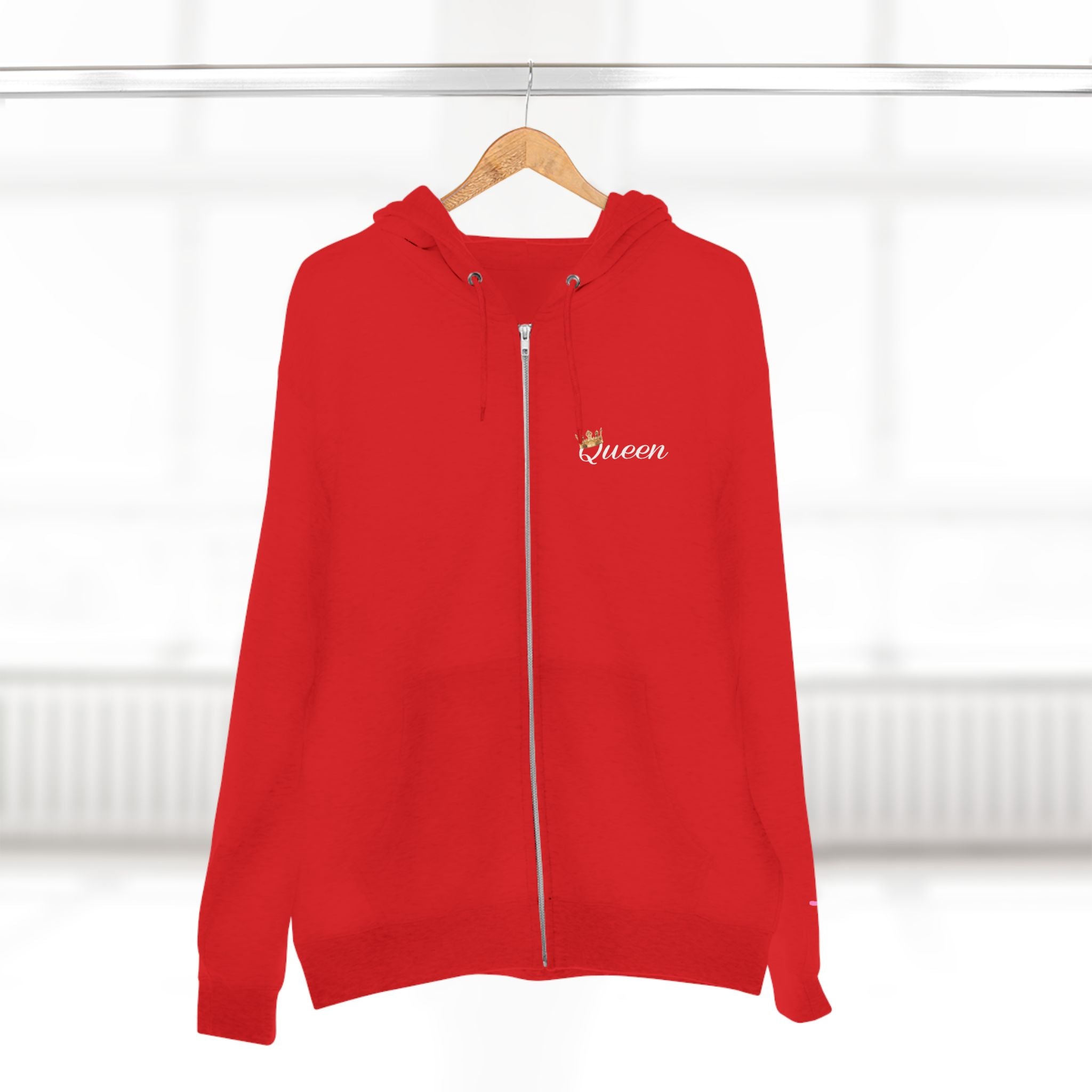 'Queen' Chest Logo Zip Hoodie — Women's Urban Streetwear Printify Hoodie  314 Originals