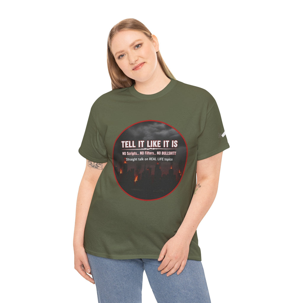 Tell It Like It Is Podcast — Bold City Skyline Statement T-Shirt Printify T-Shirt  314 Originals