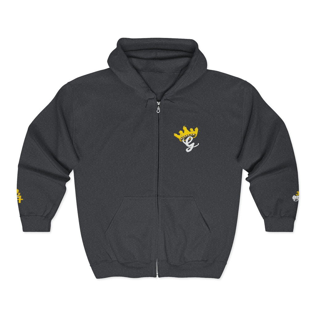 King's Gear Zip Hoodie — Full‑Zip with Gold Crown Emblem - 314 Originals