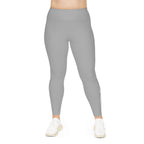 Light Grey Plus Size Leggings — Subtle Side Script Graphic, Comfortable Everyday Activewear - 314 Originals