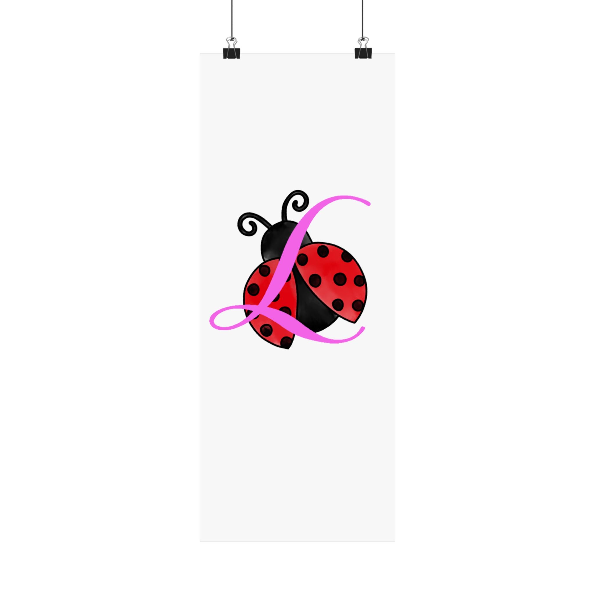 Ladybug Initial “L” Matte Poster — Cute Nursery Wall Art for Girls Printify Poster  314 Originals