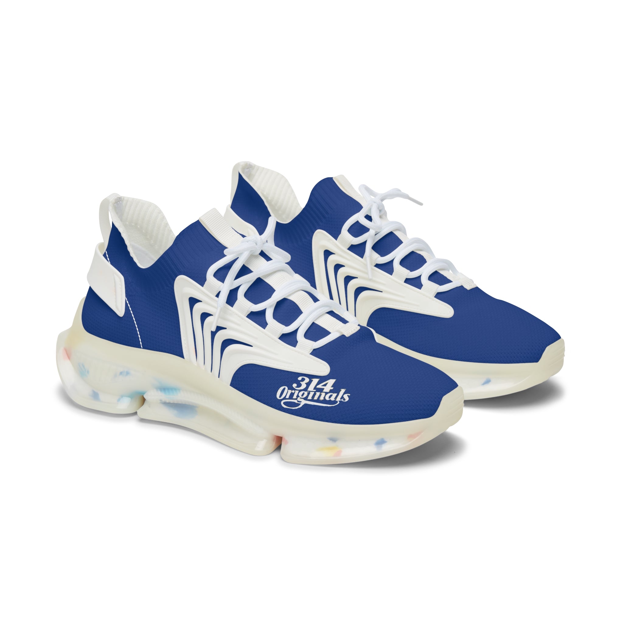 Women's Blue Mesh Sneakers — Lightweight Athletic Running Shoes with '314 Originals' Accent