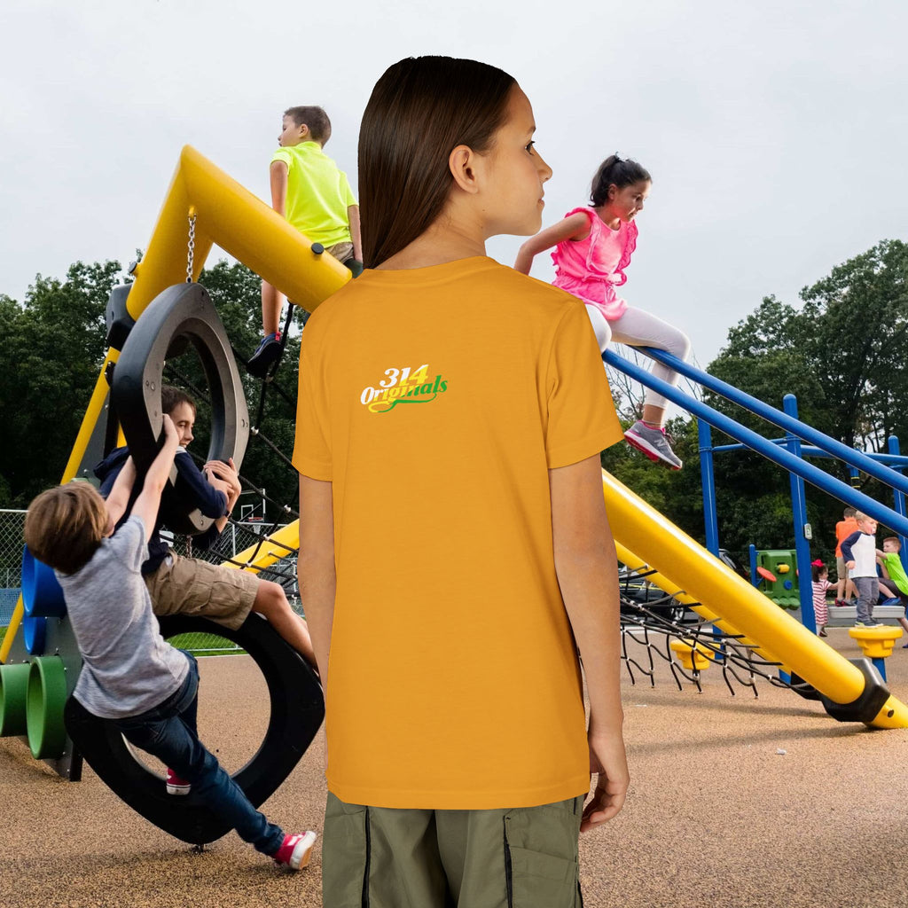 Girl's "Favorite Kid" Retro Yellow & Green Graphic T-Shirt