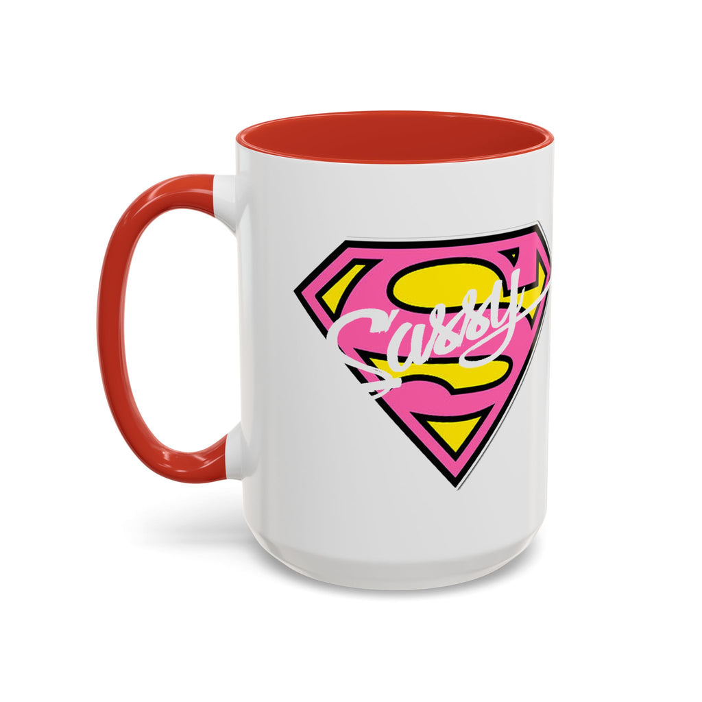 Sassy Supergirl Accent Coffee Mug – Pink & Yellow Super S Logo (11/15oz) - 314 Originals