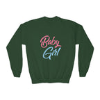 Baby Girl Youth Sweatshirt — Pink & Blue Script Crewneck - 314 Originals