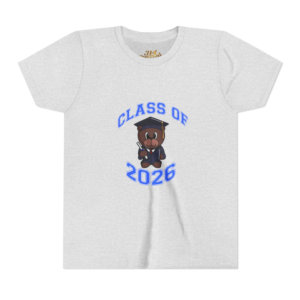 Class of 2026 Kids Graduation T‑Shirt — Cute Graduate Bear Youth Tee