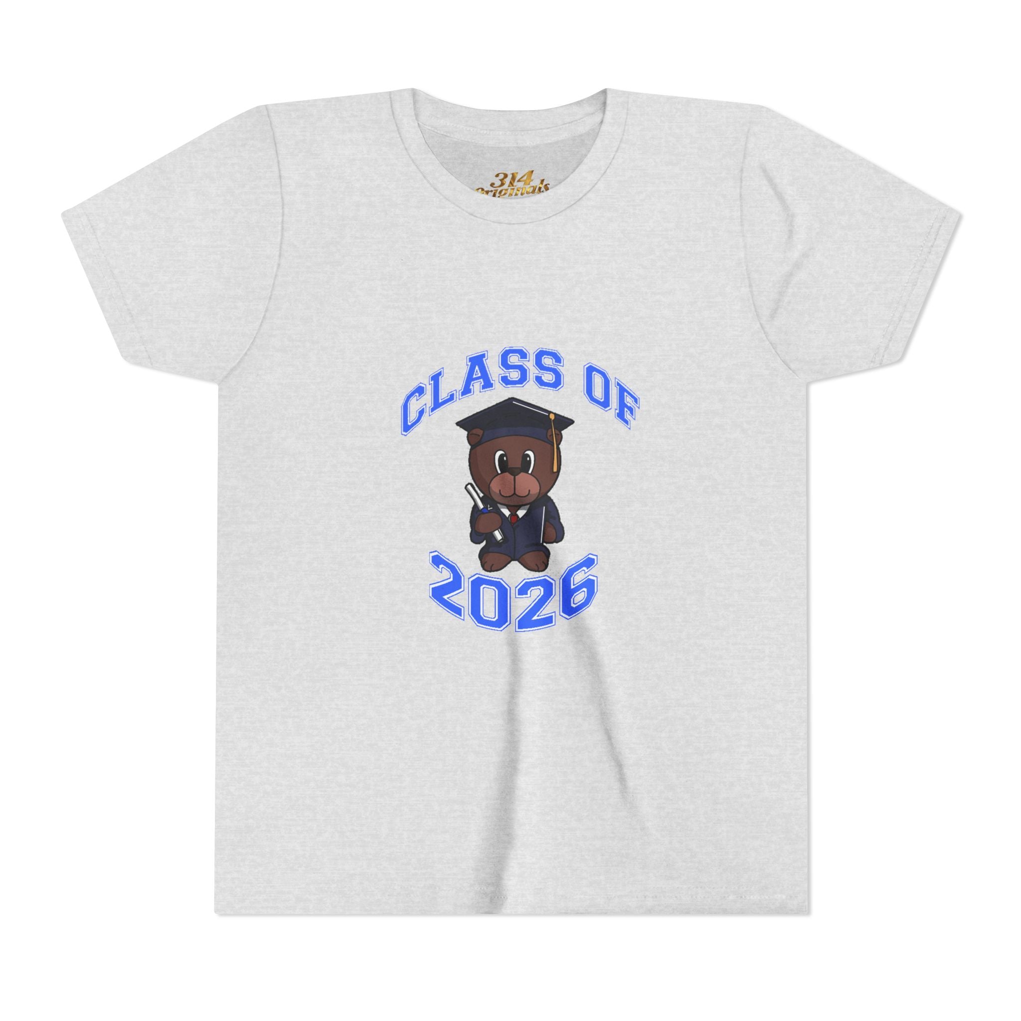 Class of 2026 Kids Graduation T‑Shirt — Cute Graduate Bear Youth Tee
